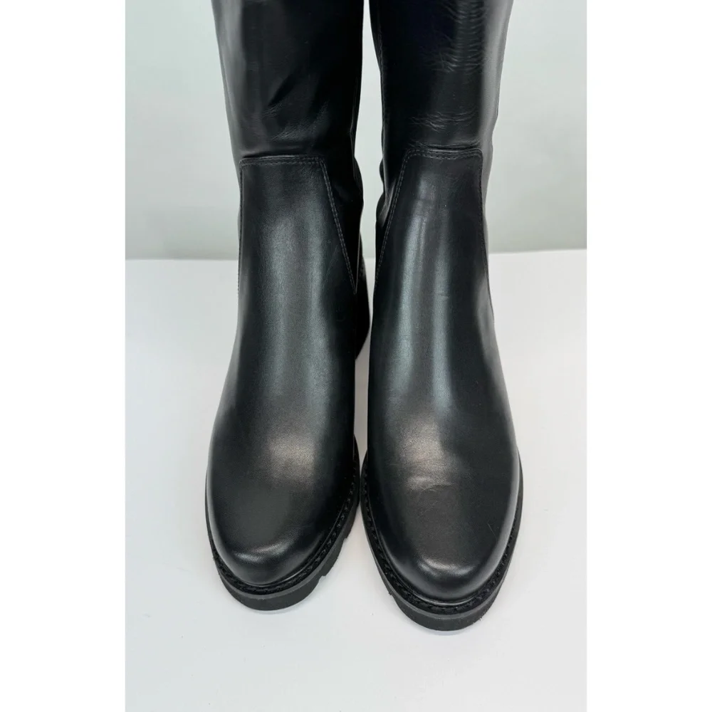 New Stuart Weitzman Alina Over The Knee Boot Black Leather Sz 5
